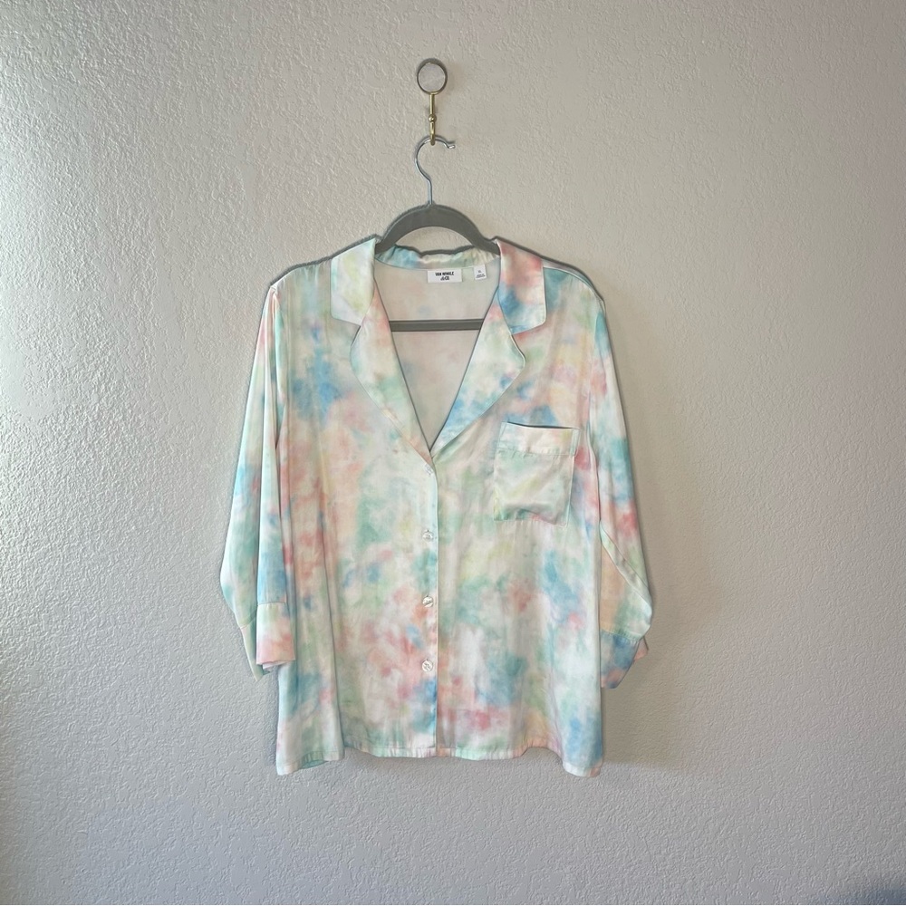 Van Winkle & Co Women's Tie-Dye Button Up PJ Top SzXL